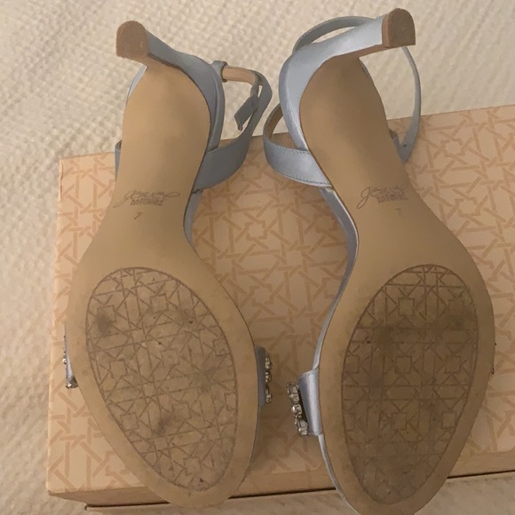 WEDDING SHOES Jewel Badgley Mischka, Baltimore Ankle Strap Sandal, Sky Blue Sz 7 - Picture 3 of 4